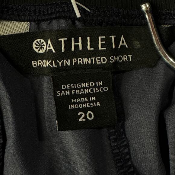 Athleta SZ 20 Brooklyn Printed Shorts Zip Pocket Elastic Waist Quick Dry Stretch - Picture 4 of 6